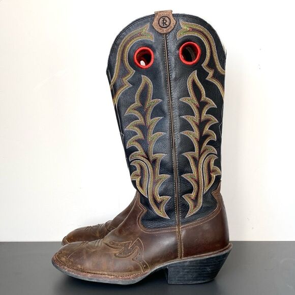 Tony Lama Men\'s RR1002 Buckaroo Western Work Boots Leather Gold Stitching Sz 10 main image 6